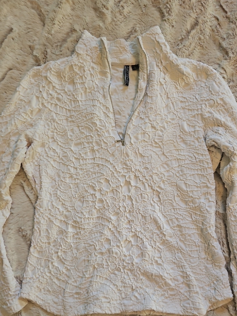 SNO SKINS White Textured Quarter-Zip Jacket